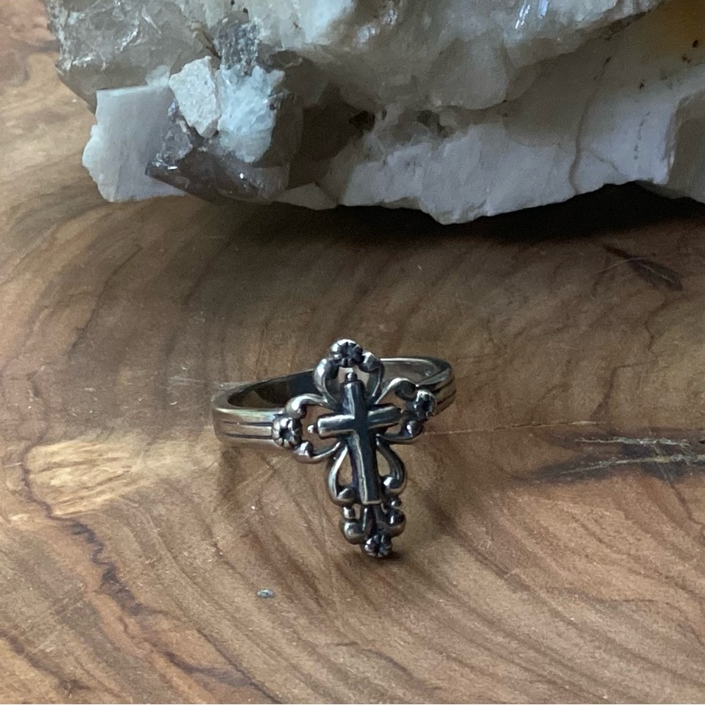 🩵NEW VINTAGE🩵 STERLING SILVER 925 LADIES CROSS RING Sz.6